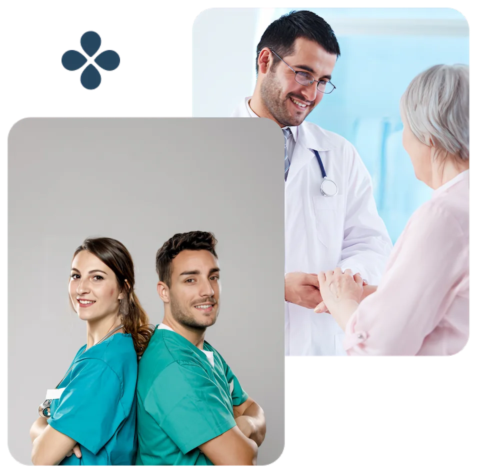 Friendly doctors smiling and consulting patients at Airi Health telemedicine platform for quality care