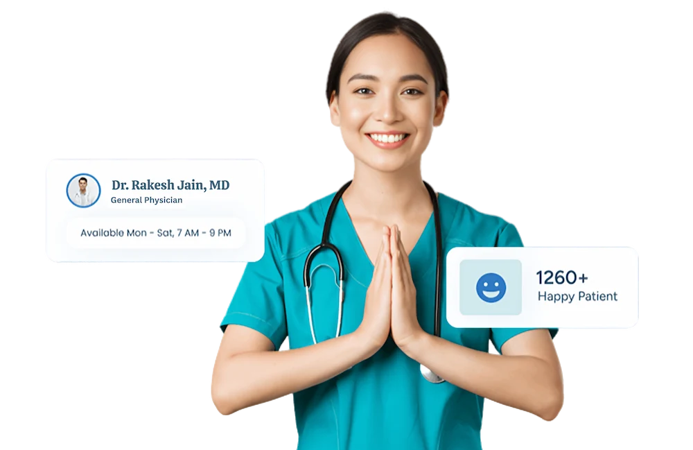 Smiling female doctor offering online consultation with thousands of happy patients at Airi Health