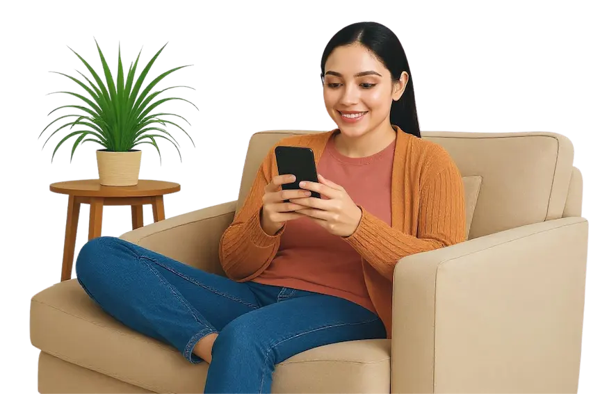 Woman booking online video consultation with doctor using mobile phone